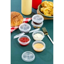 Pazarcan 9 Lu Yelpaze Kapaklı Şeffaf Sosluk - Ketçap Mayonez Kabı- Kahve Yanı Şeker Lokumluk