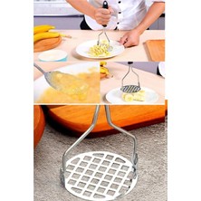 Pazarcan Plastik Saplı Delikli Metal Paslanmaz Patates Muz Yumurta Ezici Püre Yapıcı