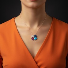 Modahilye 925 Ayar Gümüş Dört Yapraklı Yonca Şans Kolyesi Rose Gold Renk