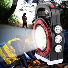 Pazarcan P-6678C Dış Mekan Solar Şarj Işığı Çok Fonksiyonlu Projektör Hazine Güçlü Işık El Feneri