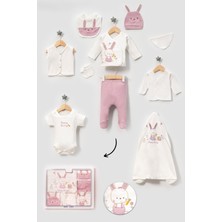 NEU KIDS Kutulu-Tavşan Yenidoğan Kıyafetleri 10'lu Hastane Çıkış Setleri Nakışlı %100 Pamuk Zıbın Set