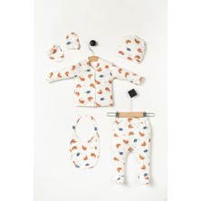 NEU KIDS Hastane Çıkış Seti Raporlu %100 Pamuk Yapraklı 5'li Set Yenidoğan Bebek Kıyafetleri - Hediye Paketli