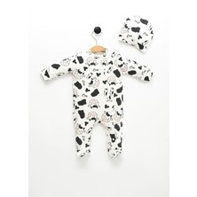 NEU KIDS Unisex Bebek Cow Baskılı Şapkalı Uyku Tulumu 2 Parça 0-3,0-6 Ay