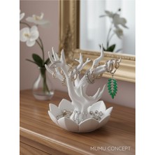 Şık Beyaz Takı Standı, Yüzük, Küpe, Bileklik Organizeri, Dekoratif Tasarım