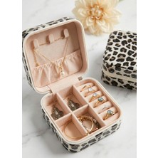 Leopar Desenli Seyahat Takı Kutusu, Kadife Içli Organizer (10X10X5 Cm)