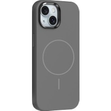 Ardemix iPhone 13 Kılıf M-Safe Şarj Özellikli Metal Kamera Çerçeveli Ardx Edi Silikon Kapak - Koyu Gri