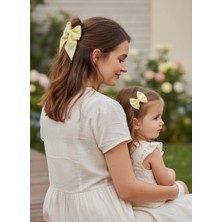 Toka Delisi Sarı Fisto El Yapımı Anne Kız Klasik Otomatik Fiyonk Toka Özel Tasarım, Kına Nikah Kadin Toka