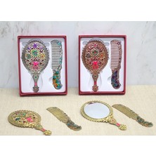 Just Cheap Store Çiçekli Ayna ve Tarak Seti Küçük Boy ALK4991