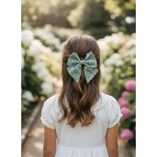 Toka Delisi El Yapımı Yeşil Fisto Çocuklar Için Kelebek Fiyonklu Toka Davet Balo Özel Gün Pens Toka