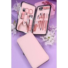 Just Cheap Store Profesyonel Çantalı Tırnak Bakım Manikür Seti Pembe Renk 12 Parça
