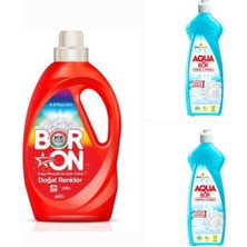 Doğal Mineralli Çamaşır Deterjanı Renkliler Için 26 Yıkama+ 2*650 ml Aquabor Bulaşık Deterjanı