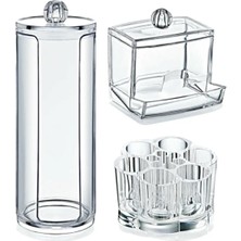 Şeffaf Akrilik Makyaj Organizer Seti 3'lü, Şık ve Fonksiyonel Tasarım