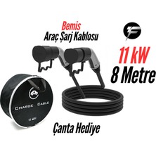 Bemis Elektrikli Araç Şarj Kablosu 8 Metre - 11 kW - Çanta Hediye