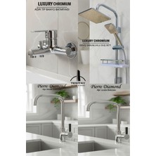 Tesitay 4 Lü Batarya Duş Takımı Geniş Şampuanlıklı Robot Duş Seti Banyo Lavabo Mutfak Muslukları Armatür