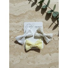 Toka Delisi Sarı Krem Beyaz Sevimli 3 Adet Fisto Saçsız Bebek Tokası