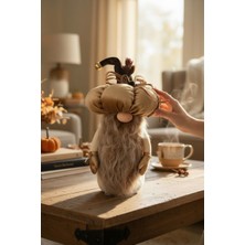 Vanilya Gift Dekoratif Şans Cücesi Kitap Tutucu Ev Ofis Salon Dekoru-Pumpkin Head Krem/bej 50 cm