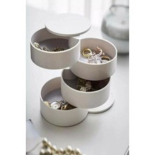 Bej 4 Katlı Takı Saklama Kutusu Organizer Şık ve Fonksiyonel