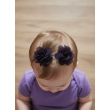 Toka Delisi Moda Mor Saçsız Bebek Tokası, Tüllü Kurdeleli Saçsız Bebek Tokası