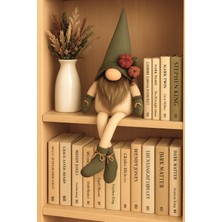 Vanilya Gift Dekoratif Şans Cücesi Kitap Tutucu Dekor-Velvet Maxi Boy Yeşil 60 cm