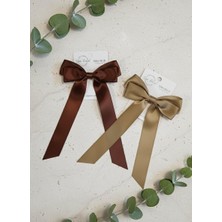 Toka Delisi Ikili Uzun Kuyruk Kurdele Parlak Fiyonk Toka, Fiyonk Toka, Çocuk Toka Hand Made Grogren Kurdele Toka Hediyelik