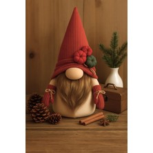 Vanilya Gift Dekoratif Şans Cücesi Ev Ofis Dekoru-Velvet Boy Koyu Kırmızı 35 cm