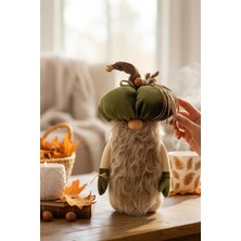 Vanilya Gift Dekoratif Şans Cücesi Kitap Tutucu Ev Ofis Salon Dekoru-Pumpkin Head Yeşil 50 cm