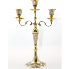 Just Cheap Store Pirinç Sedefli 3'lü Şamdan Model 1