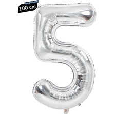 Parti Pera 100 cm Gümüş Rakam Folyo Balon Doğum Günü Yaş Balonu