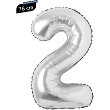 Parti Pera 2 Yaş 76 cm Gümüş Rakam Folyo Balon