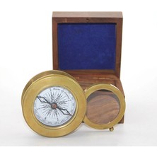 Just Cheap Store Ahşap Kutulu Pirinç Mercekli Pusula Model 1