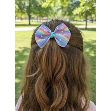 Toka Delisi Gökkuşağı Kurdele Fiyonk Toka, El Yapımı Özel Gün Grogren Kurdele Çocuk Klipsli Kiz Cocuk Tokası