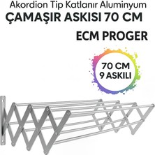 Ecm Proger Akordiyon Katlanabilir Çamaşır Kurutma Askısı - 70 cm Genişlik 9 Çubuklu Model