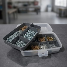 Krommet 12 Bölmeli Kapaklı Iki Katlı Organizer, Takı Toka Aksesuar Dikiş Kutusu, Çok Amaçlı Düzenleyici