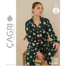 Royam Çağrı Kadın Kışlık Süet Uzun Kollu Önü Düğmeli Yumuşak Pijama Takımı 3065-3024