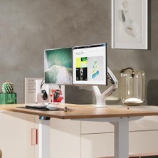Storemax Nb F160 17-27" Çift Kol 2-9 kg Amortisörlü Monitör Standı (Beyaz)