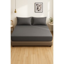 CS İlkim Antrasit Renkli %100 Pamuklu Penye Kumaş Fitted Lastikli Çarşaf