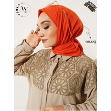 CS İlkim Tesettür Kadın Bambu Kraş Oranj Eşarp