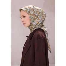 Belli Tivil Saf Ipek Eşarp 4204 - 52 Füme Çiçek Desen