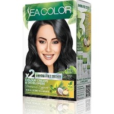 Storemax Sea Color Amonyaksız, Vegan, Doğal, Besleyici Kalıcı Saç BOYASI%100 Beyaz Kapama (1 Paket 2 x 50 ml Boya & Oksidan)(Siyah 1.0)