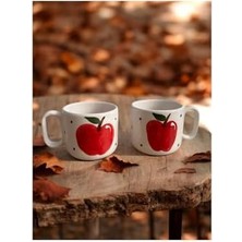 Storemax Elma Model Hediyelik Çay Kahve 2 Li El Yapımı Kupa