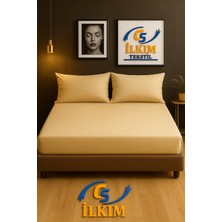 CS İlkim Lastikli %100 Pamuk Penye Kumaş Fitted Lastikli Çarşaf Krem