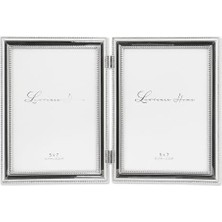 Storemax Frames 510757D Frames 5x7 Hinged Double - Vertical - Metal Picture Frame Silver-Plate With Delicate Beading