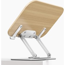Storemax Profesyonel Kitap Okuma Tutucu Ders Çalışma Sunum Standı Kaliteli Karbon Çelik ve Ahşap Malzeme 360 Derece Döner Yüksekliği ve Açısı Ayarlanabilir Tablet Tutucu Kullanım TM13 Açık Kahve