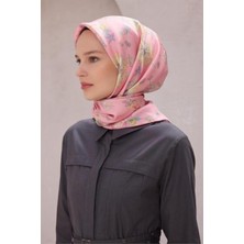 Belli Tivil Saf Ipek Eşarp 4210 - 86 Pembe Çiçek Desen
