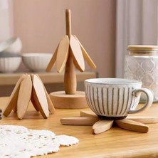 Storemax Katlanır Bambu 2'li Standı Dayanıklı Bardak ve Tencere Altı Çaydanlık Altı Şık Tasarım Sofra Mutfak Tezgahlarına Uygun