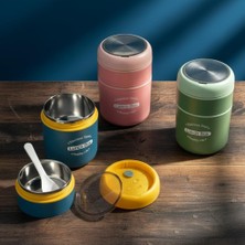 Storemax Çelik Yemek Termosu 2 Katlı Kaşıklı - 304 Paslanmaz Çelik Beslenme Kutusu | /soğuk Tutma Özellikli Vakumlu Öğle Yemeği Seferi Tası (710 Ml, Çap: 10 Cm, Yük: 15.5 Cm) (Yeşil)