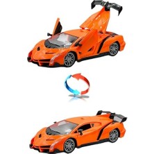 Storemax Oyuncak Kapıları ve Bagajı Açılan Uzaktan Kumandalı Full Fonksiyon Şarjlı Arabası Süper Hızlı 1:16 Işıklı Spor Araba (Turuncu)