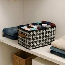 Storemax Raf Düzenleyici, Katlanabilir Kıyafet Organizeri, Çelik Destekli Kazayağı Desenli Kumaş Çok Amaçlı Saklama Kutusu, Dolap Içi Çekmece Düzenleyici, Gri (45X25X20CM)