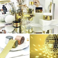 Storemax 1 Metre Uzunluğunda Aynalı Mozaik Taşlı Dekor Bandı 4 cm x 1 mt (Altın)