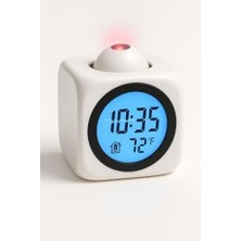 Storemax LED Projeksiyon Dijital Çalar Saat, Sesli Anons Fonksiyonu, Sıcaklık Göstergeli, Duvar ve Tavan Projeksiyonu, 10 Dakikalık Erteleme, USB Veya Pil ile Çalışma, Yatak Odası ve Ofis Için (Beyaz)